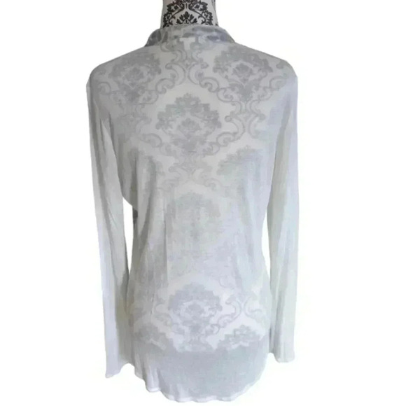 Aritzia Babaton Julien Blouse Popover Top Silk Front Rayon Back Grey White Women - Picture 3 of 12